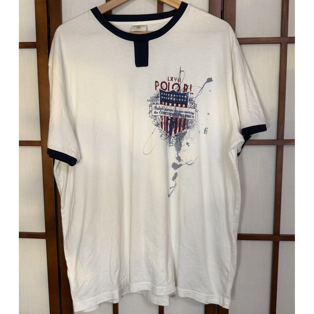 Polo Ralph Lauren 1932 Los Angeles Olympics TShirt Large White Ringer New Cotton